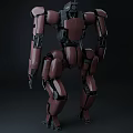 Two Red Mechanical Robot Characters With Detailed Metallic Structure And Standing Pose 3d model