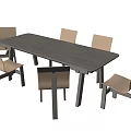 Modern Rectangular Dining Table Set With Six Light Colored Chairs For Home Dining Room 3d model