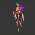 3D Fantasy Character Design With Biological Creature Elements And Purple Pink Slender Limbs