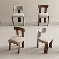 Modern Dining Chairs In Various Styles With Different Materials And Light Tones 3d model
