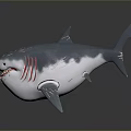 Realistic 3D Shark Model With Sharp Teeth Open Mouth And Gray Blue Body 3d model