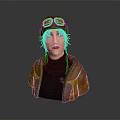Realistic Game Movie Character With Aviator Goggles Brown Hair And Brown Star Pattern Coat