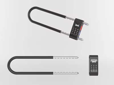 Secure Metal U Lock Featuring Combination Lock And Reinforced Shackle 3d model