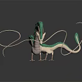 Green and White Dragon Game Movie Character With Long Body and Tail