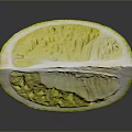 Fresh Green Lime Slice With Juicy Pulp And Visible Seeds On Dark Background