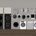 Various Styles And Colors Of Washing Machines With Wall Mounted Laundry Accessories