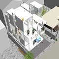 Modern Detached Villa With Large Glass Walls Greenery And Parking Space