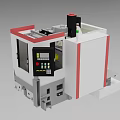 Industrial Automated Machining Center With Control Panel And White Red Design