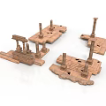 Ancient Architectural Ruins With Stone Columns And Platform Bases