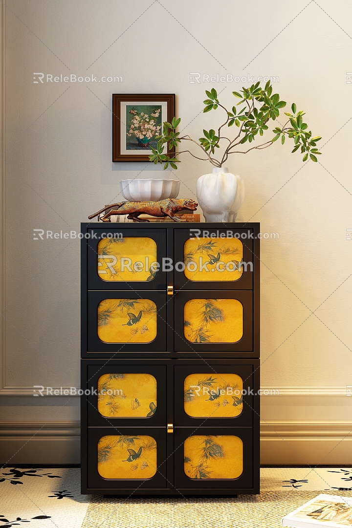 Modern Middle Ancient Side Cabinet Modern Middle Ancient Bedside Cabinet Modern Bedside Cabinet Modern Retro Modern Vintage Decorative Cabinet 3d model