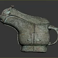 Ancient Bronze Household Utensil With Animal Head Design And Intricate Patterns