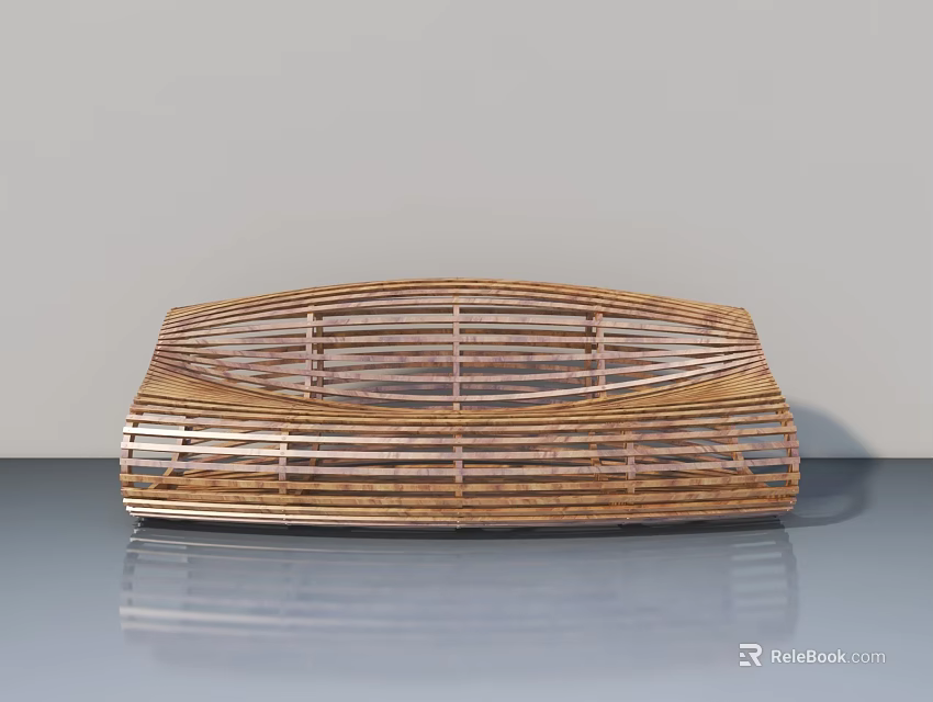 Natural Bamboo Crafted Swing Door With Woven Pattern For Home Interior 3d model