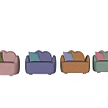 Modern Single Sofa With Multiple Colors Rounded Design And Soft Cushions 3d model