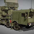 Military Green Functional Vehicle Equipped with Large Radar Antenna and Truck Chassis for Military Surveillance