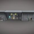 Futuristic Sci Fi Facility Design With Metal Panels Illuminated Doors And Glowing Lights