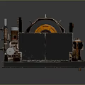 Industrial Mechanical Equipment With Cylindrical Components Piping System And Metal Base