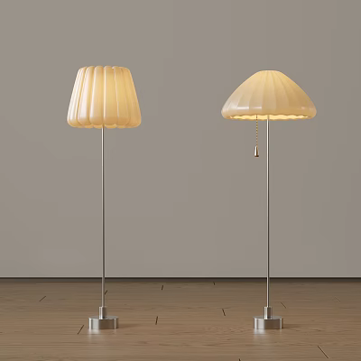 Modern Pleated Cream Lampshade Floor Lamps With Metal Stand And Contemporary Design 3d model