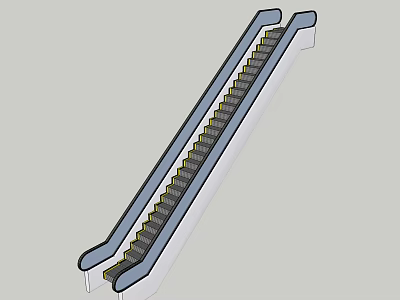 Modern Escalator With Moving Stairs And Metal Handrails For Indoor Commercial Use 3d model