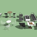 Modern Style Table And Chair Sets With Various Designs And Color Options 3d model
