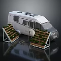 Modern Camper Van Exterior With Vertical Planters And Fresh Green Plants