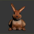 Orange Rabbit Figurine With Long Ears Black Eyes In Lying Pose
