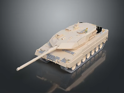 Modern Military Tank With Long Cannon Tracks And Top Equipment Details 3d model