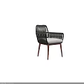 Modern Rattan Accent Lounge Chair With Wooden Legs And White Cushioned Seat