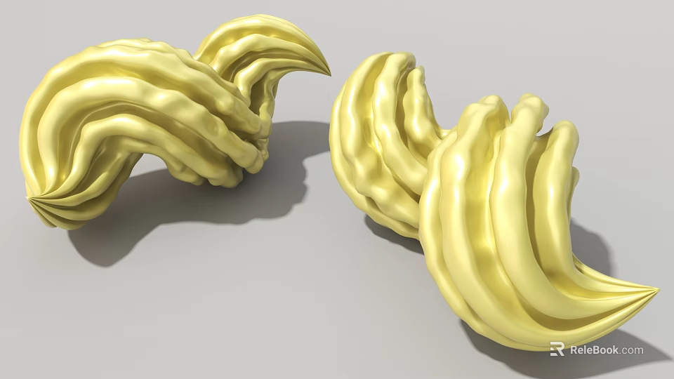 Golden Spiral Shaped Food With Wavy Artisanal Texture And Unique Design 3d model 