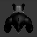 Black Muscular Gorilla Crouching with Open Mouth and Exposed Teeth 3D Rendering on Gray Background