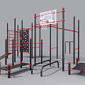 Multi Functional Outdoor Fitness Equipment With Climbing Frame Basketball Hoop And Pull Up Bars