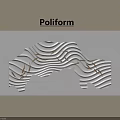 Poliform Modern Background Wall Design With Wavy Patterns And Metallic Accents 3d model