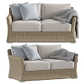 Rattan Sofa Double Sofa Bamboo Sofa 3d model