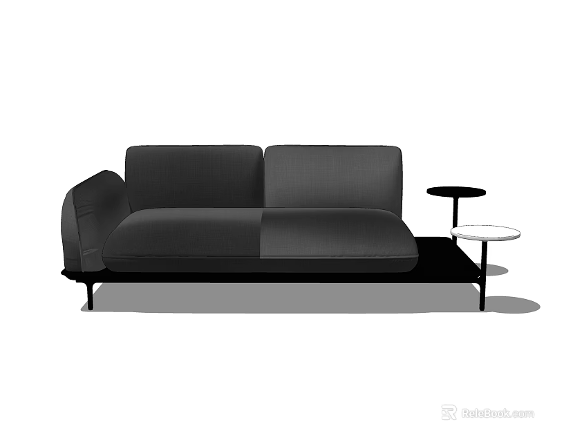 Black Modern Two Seater Sofa Interior With Minimalist Design And Side Table 3d model