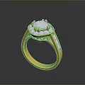 Elegant Gold Fashion Ring With Central Gemstone And Small Diamonds On Band