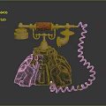 Vintage Telephone With Ornate Decorative Base Curved Handset And Coiled Cord