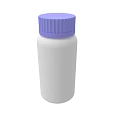 White Plastic Bottle With Purple Screw Cap And Smooth Cylindrical Body