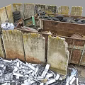 Recyclable Waste Materials In Bins With Tires Wooden Boxes And Metal Scraps