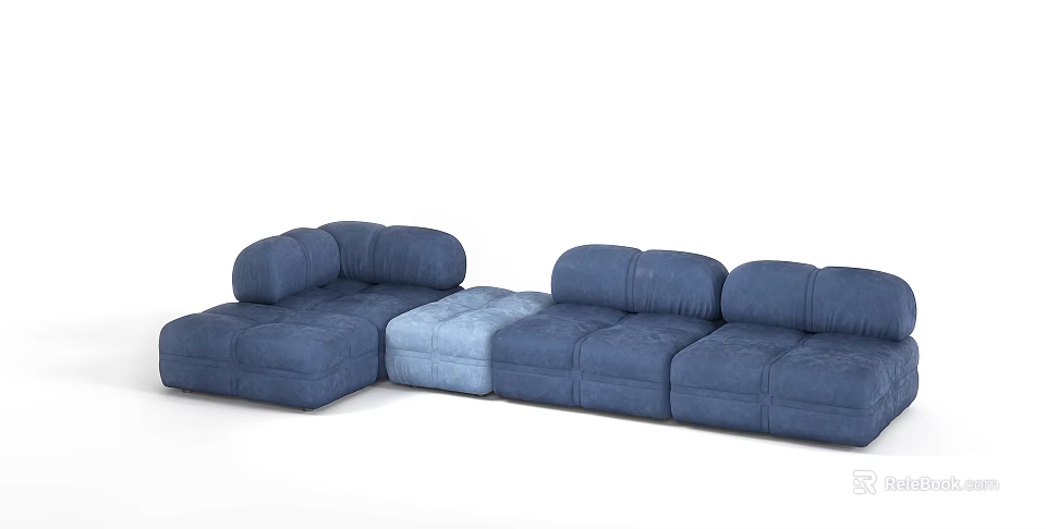 Modern Blue Sectional Sofa With Modular Design And Soft Cushioned Seats 3d model