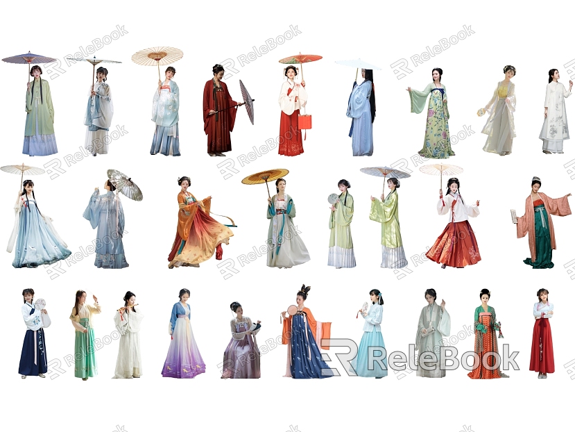 2d Characters Ancient Costume Characters Hanfu Characters Ancient Beauty Cheongsam Woman Republic of China Costume Classical Hanfu Woman Umbrella Woman model