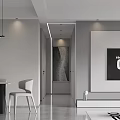 Modern Living Dining Room Design With Gray Sofa Black Coffee Table Chandelier And White Chairs
