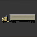 Yellow Truck With Flame Decals On Cab And White Trailer With Yellow Stripes