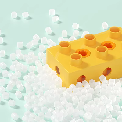 Large Yellow Building Block with White Small Bricks for Creative Play 3d model