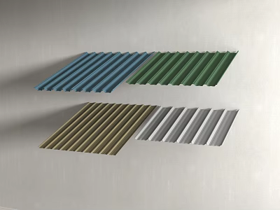 Blue Green Gold Silver Corrugated Metal Building Panels For Roof And Wall 3d model