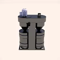 Industrial Equipment With Two Drums Black Frame And White Motor Device