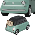 Fiat Topolino Mint Green Vintage Cabriolet Car With Rear Storage Bag