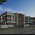 Modern Kindergarten Building With Colorful Facade Large Windows And Playground Area