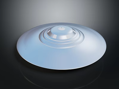 Light Blue Alien Tech Disc Device Featuring Concentric Circles And Central Hole 3d model