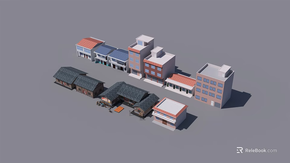 Various Architectural Building Models With Traditional And Modern Structures Arranged Together 3d model 