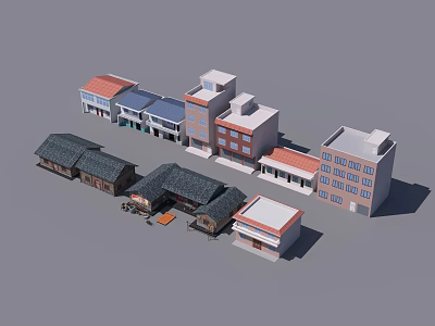 Various Architectural Building Models With Traditional And Modern Structures Arranged Together 3d model