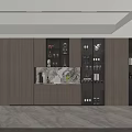 Modern Wine Cabinet Interior Design With Wooden Panels Glass Doors And Decorative Wine Bottles